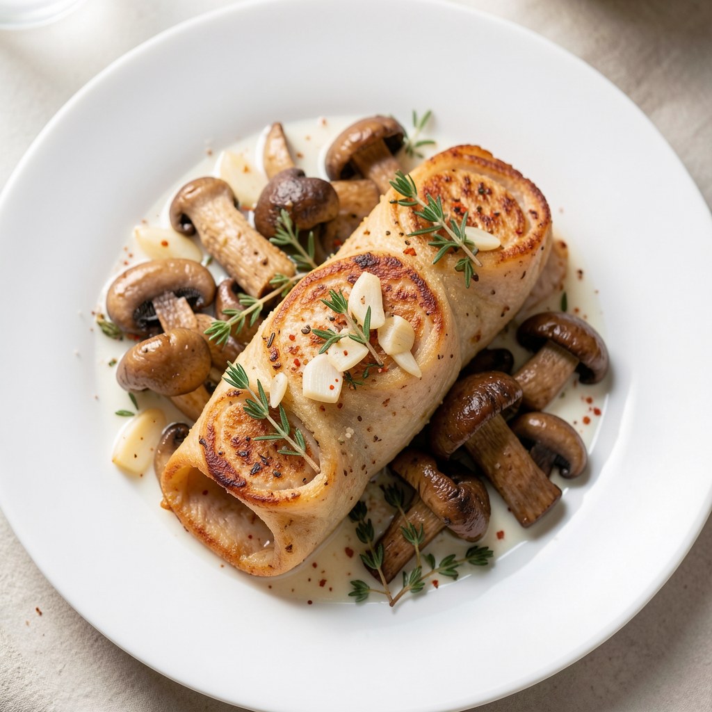 Indyczy warkoczyk z grzybami