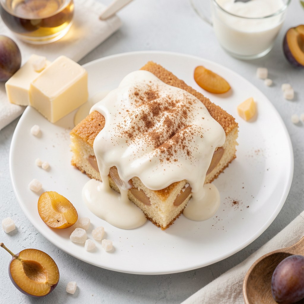 Ciasto śliwkowe z polewą śmietanową