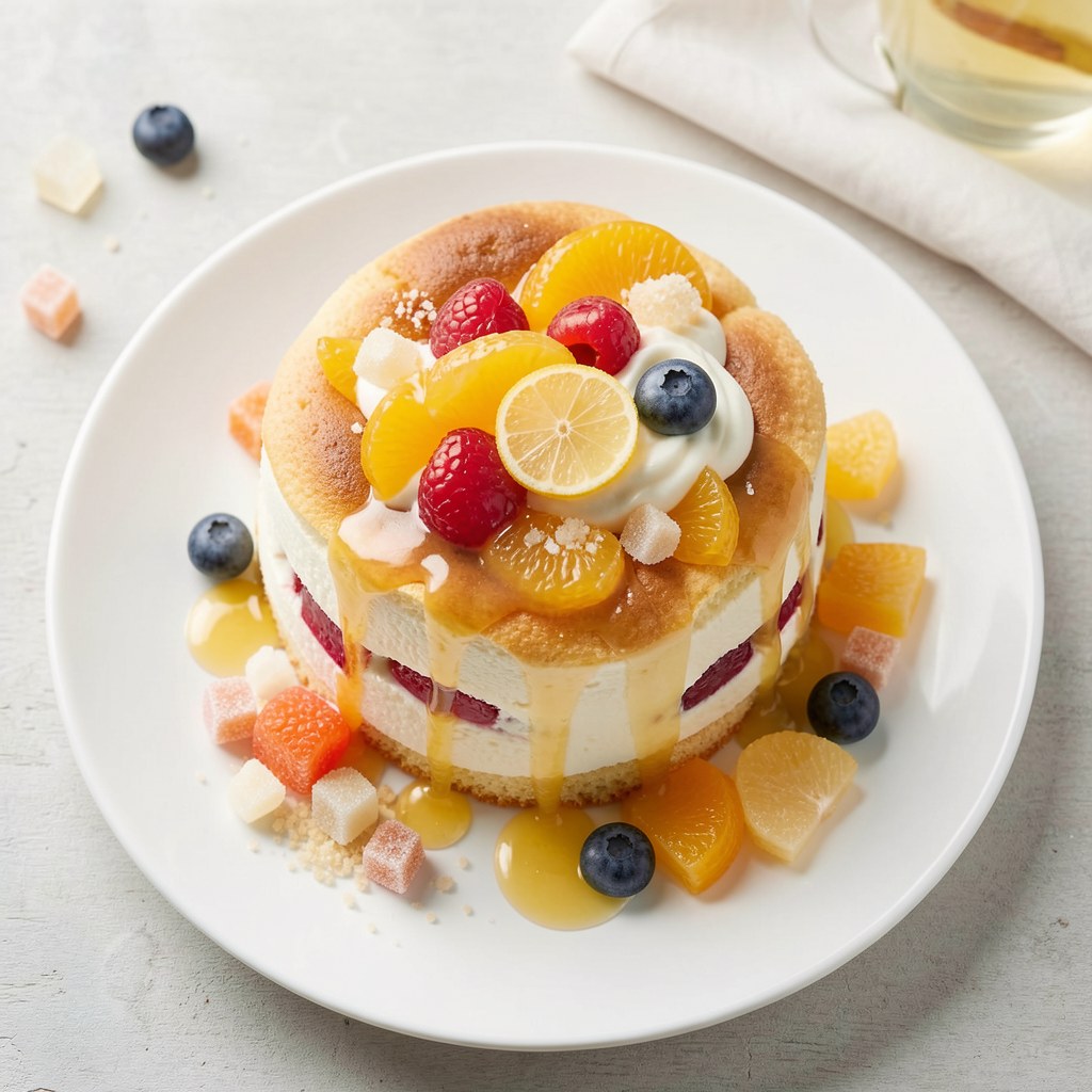 Sernik z owocami i galaretką