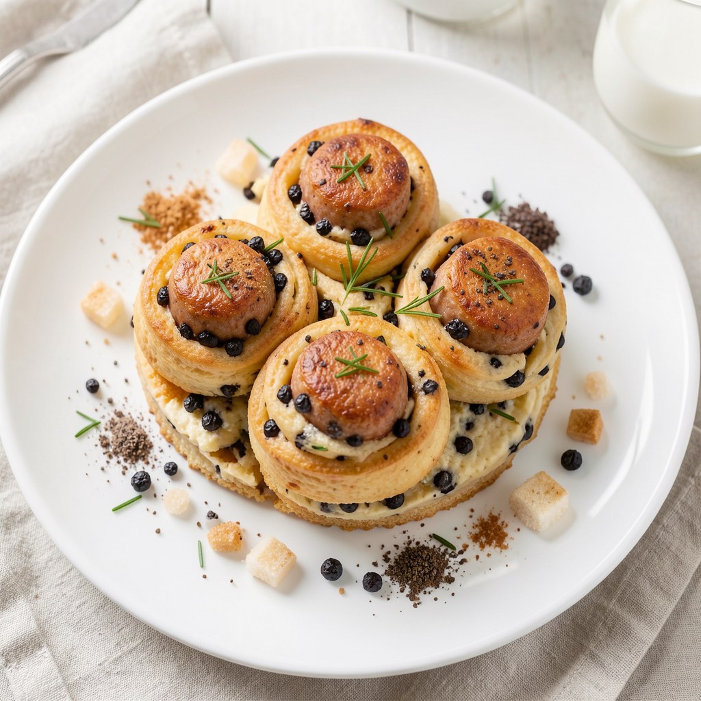 Pieczone kiełbaski w cieście z czarnuszką i kminkiem