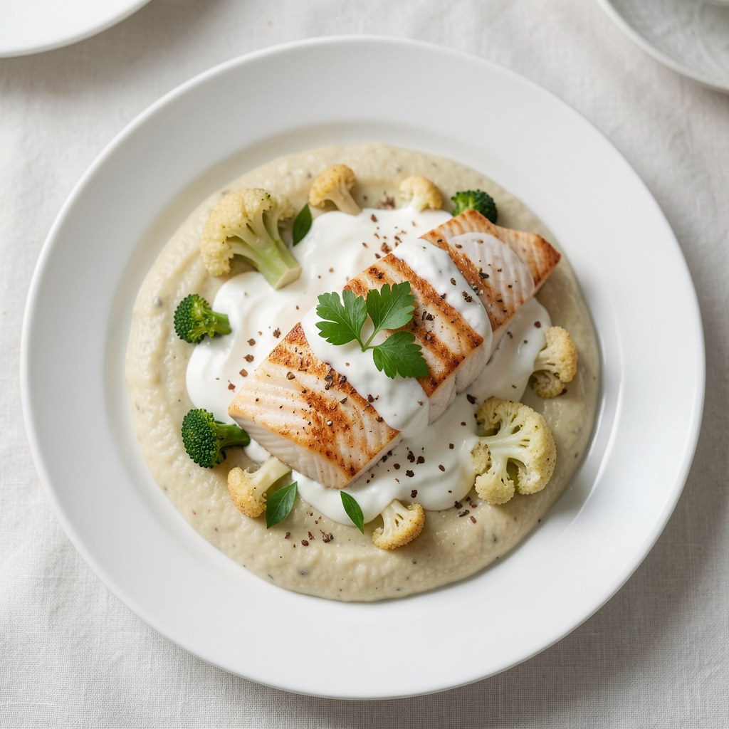 Krem z brokułów z wędzonym łososiem