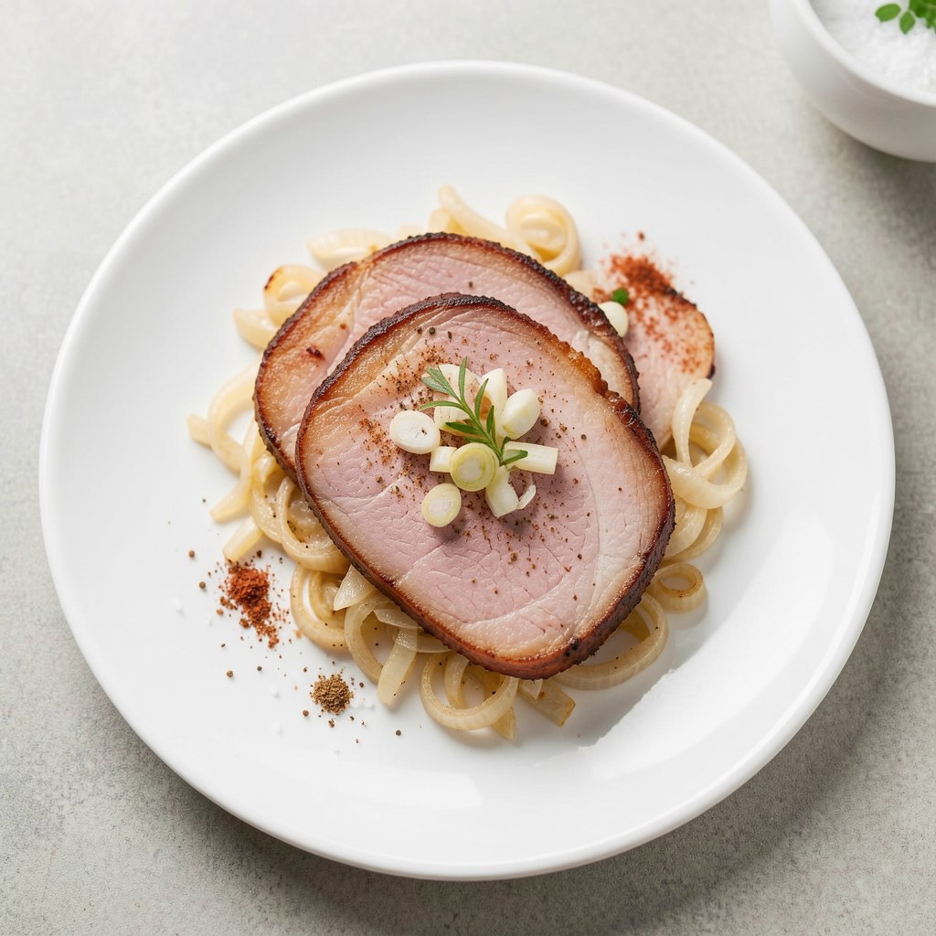 Wędzony boczek z cebulką