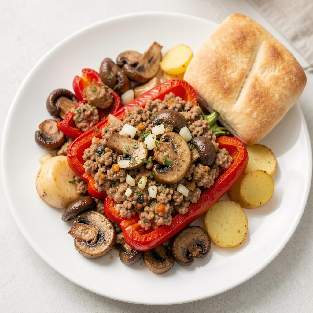 Papryka faszerowana mięsem mielonym i pieczarkami