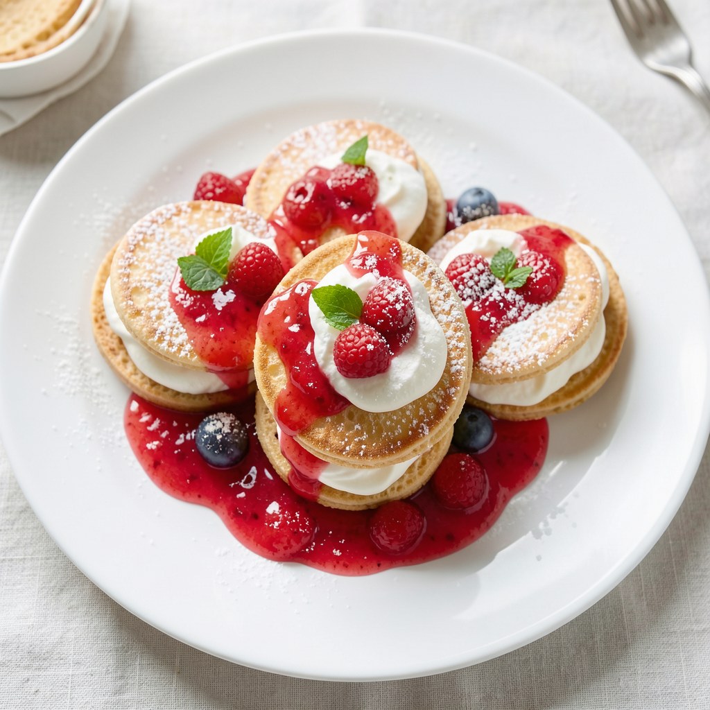 Bezy z sosem truskawkowym