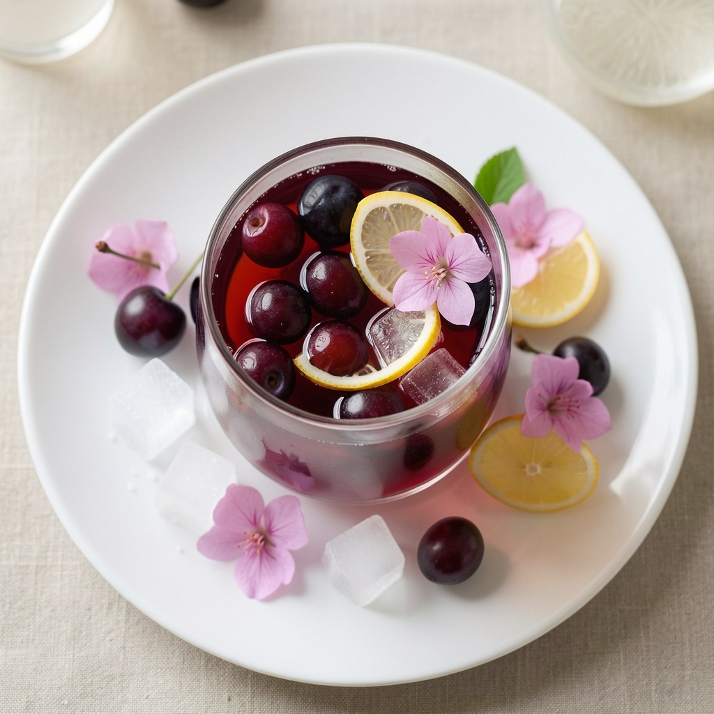 kompot z wiśni z dziką różą