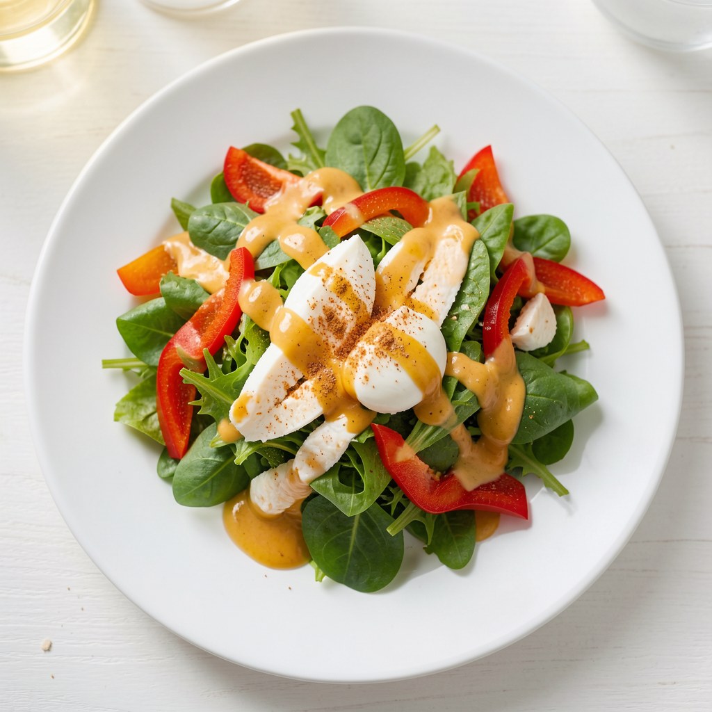 Zielona sałatka z pikantnym sosem