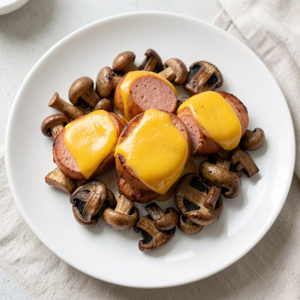 Kiełbaski z pieczarkami