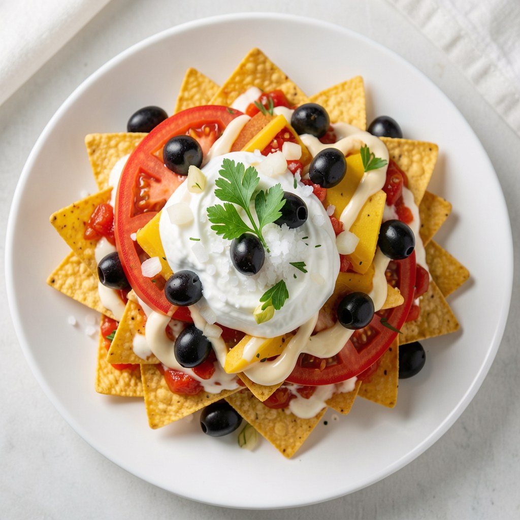 Chipsy tortilla z nadzieniem i oliwkami