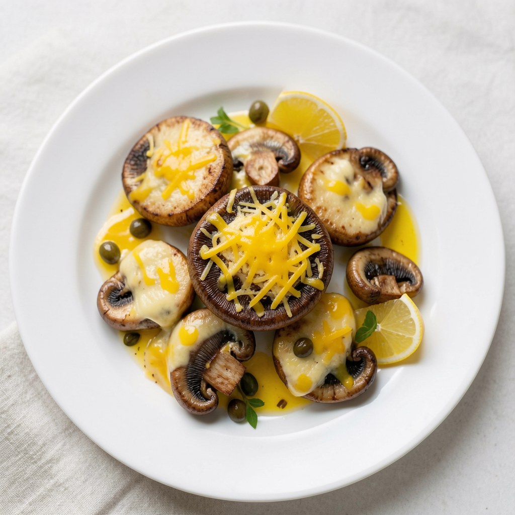 Pieczarki z serem żółtym