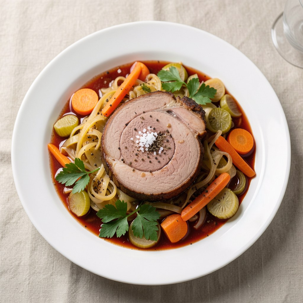 Boczek duszony w winie