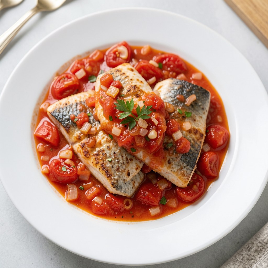 Dorsz w sosie pomidorowym