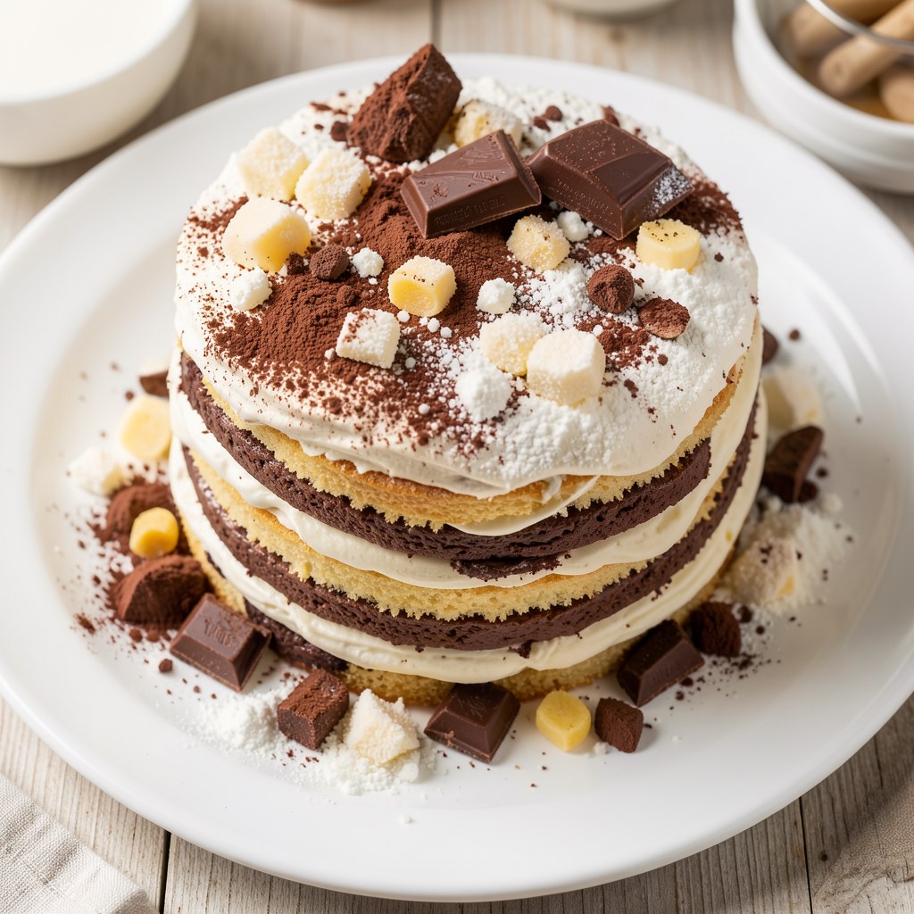 Tort chałwowo-bezowo-czekoladowy.