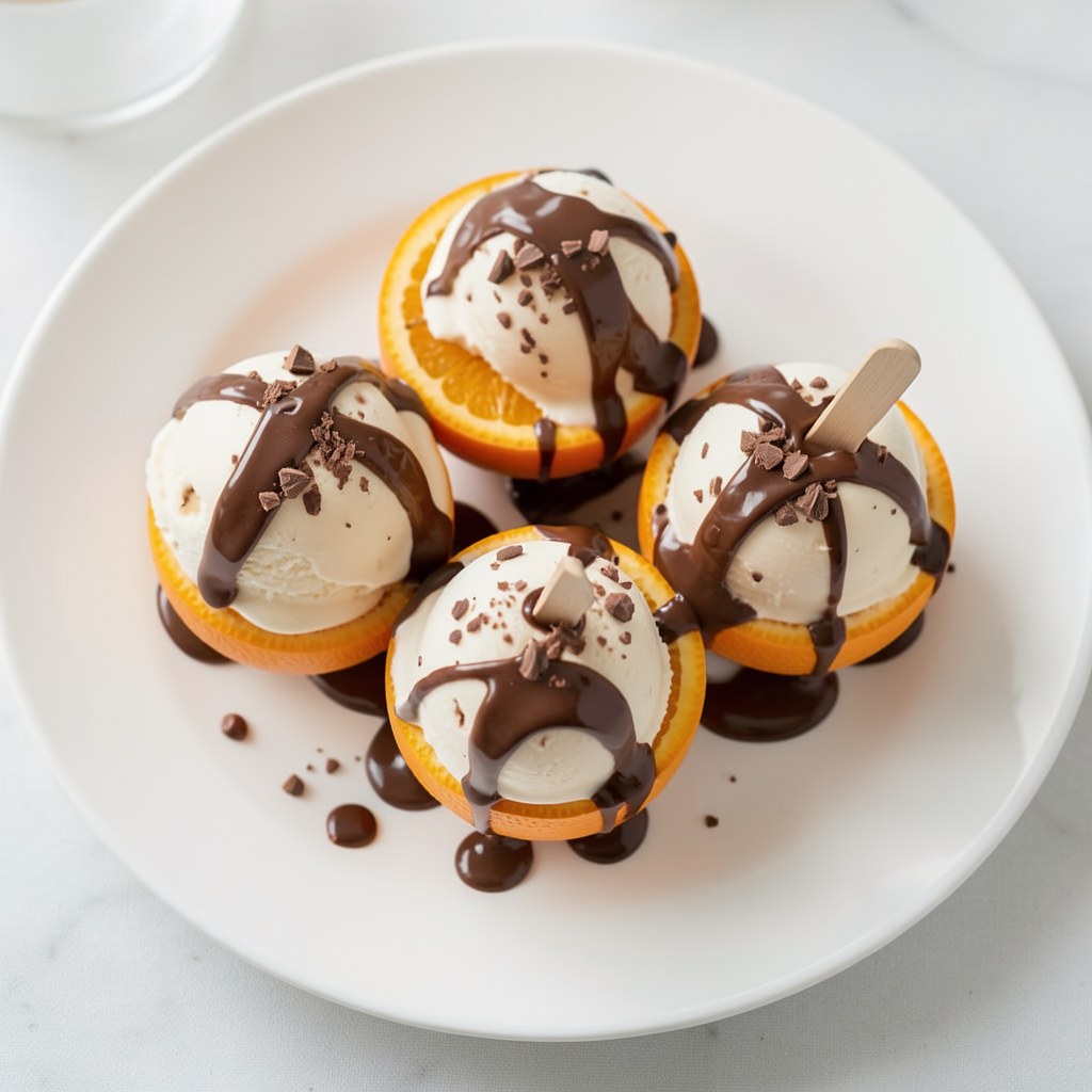 Pomarańcza nadziewana lodami z czekoladą