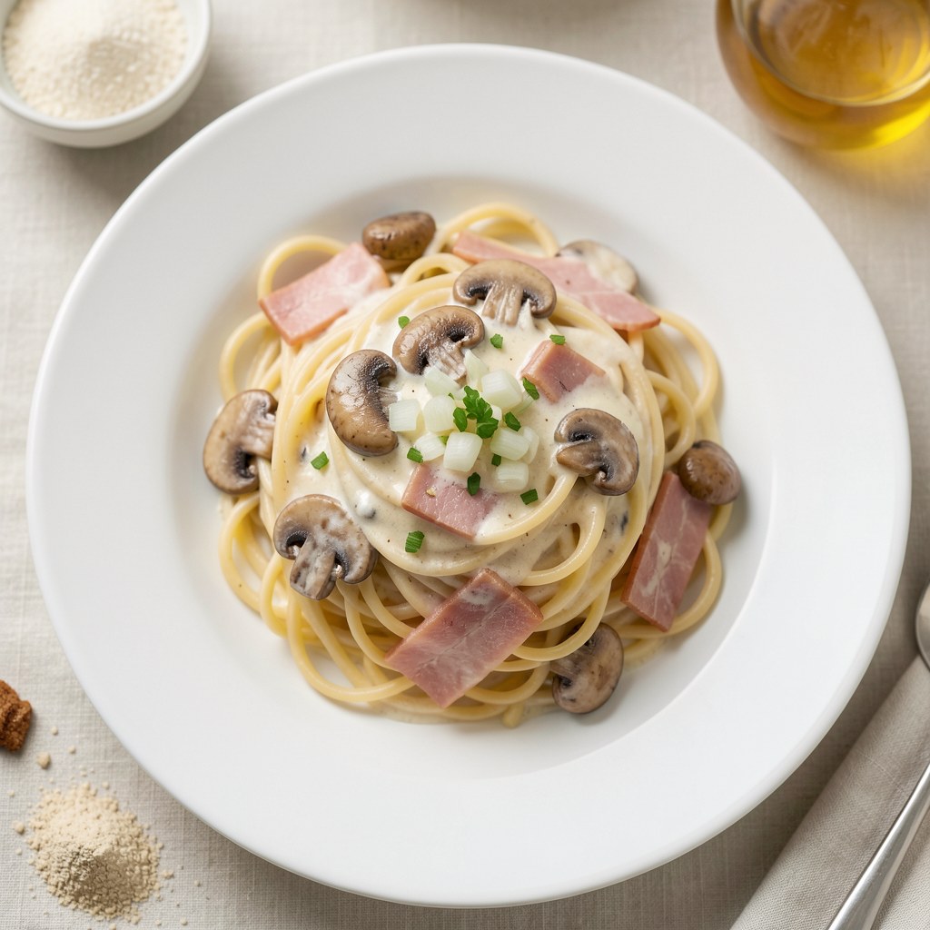 Spaghetti w sosie śmietankowym