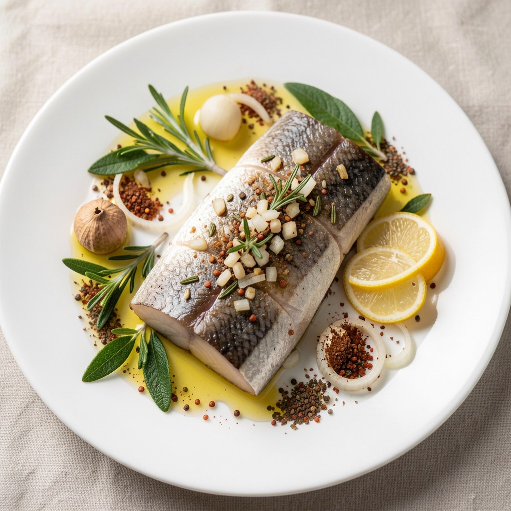 Aromatyczny śledź solony w oleju