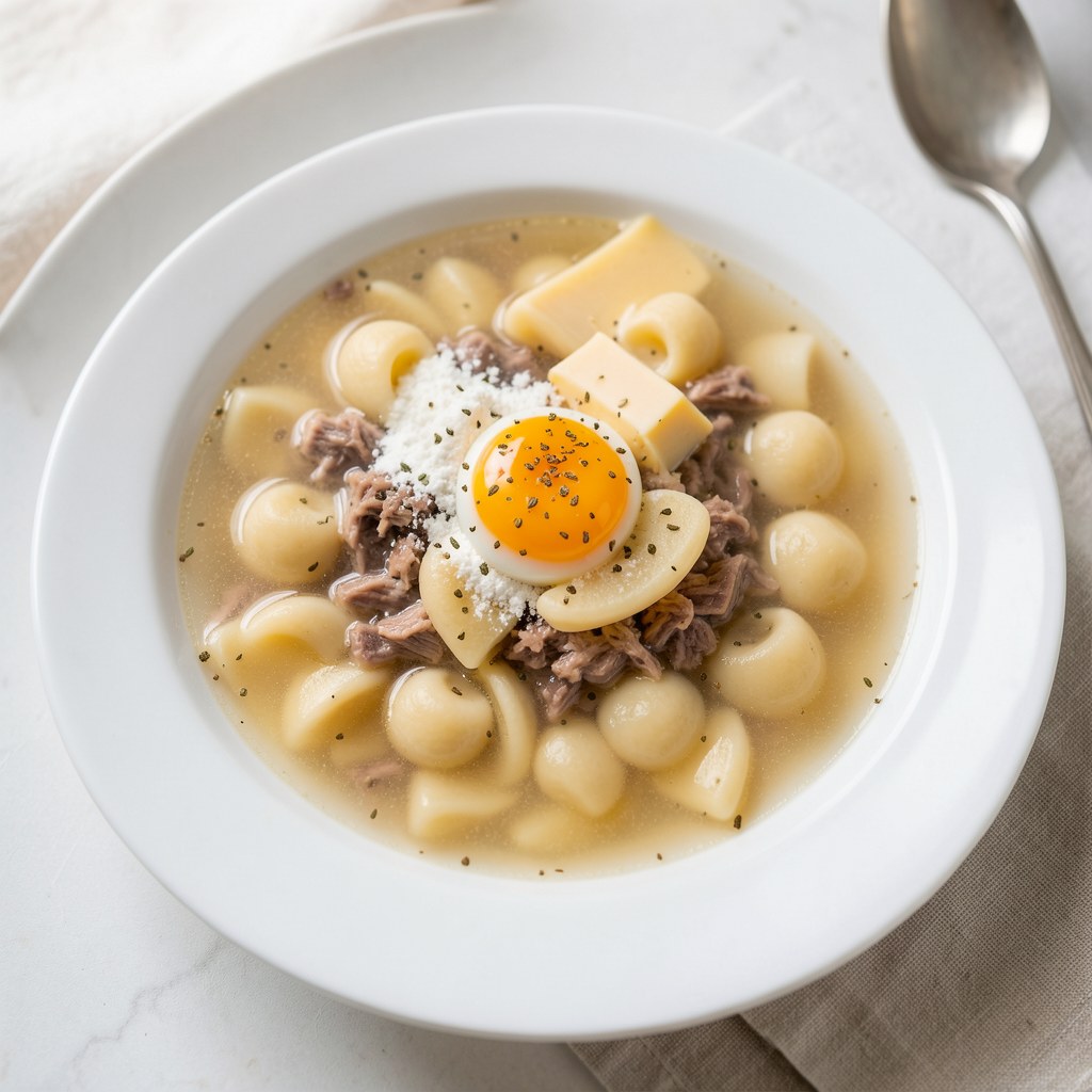 Kluski serowe z bulionem