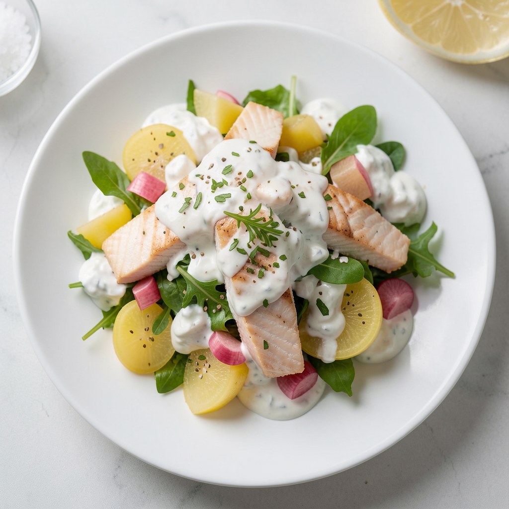 Brzoskwiniowa sałatka z łososiem