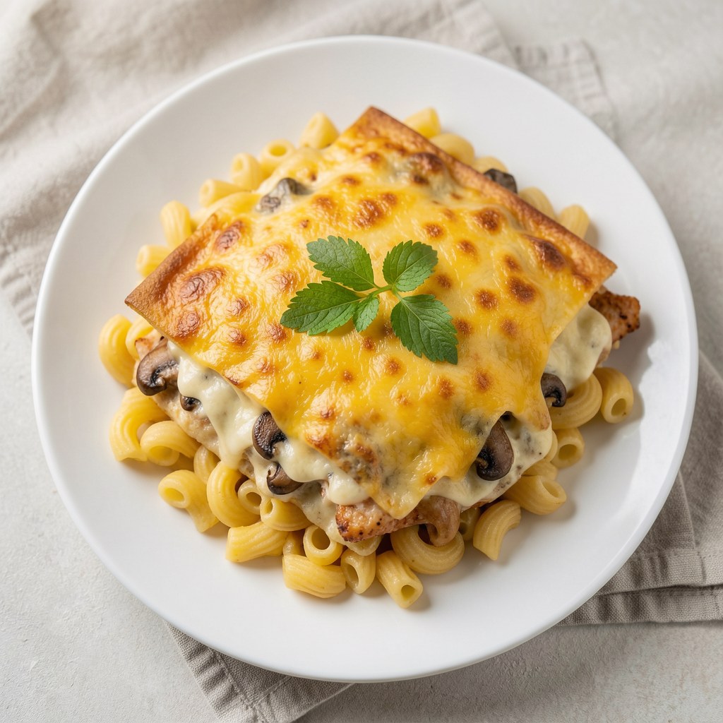 zapiekanka z kurczakiem i makaronem