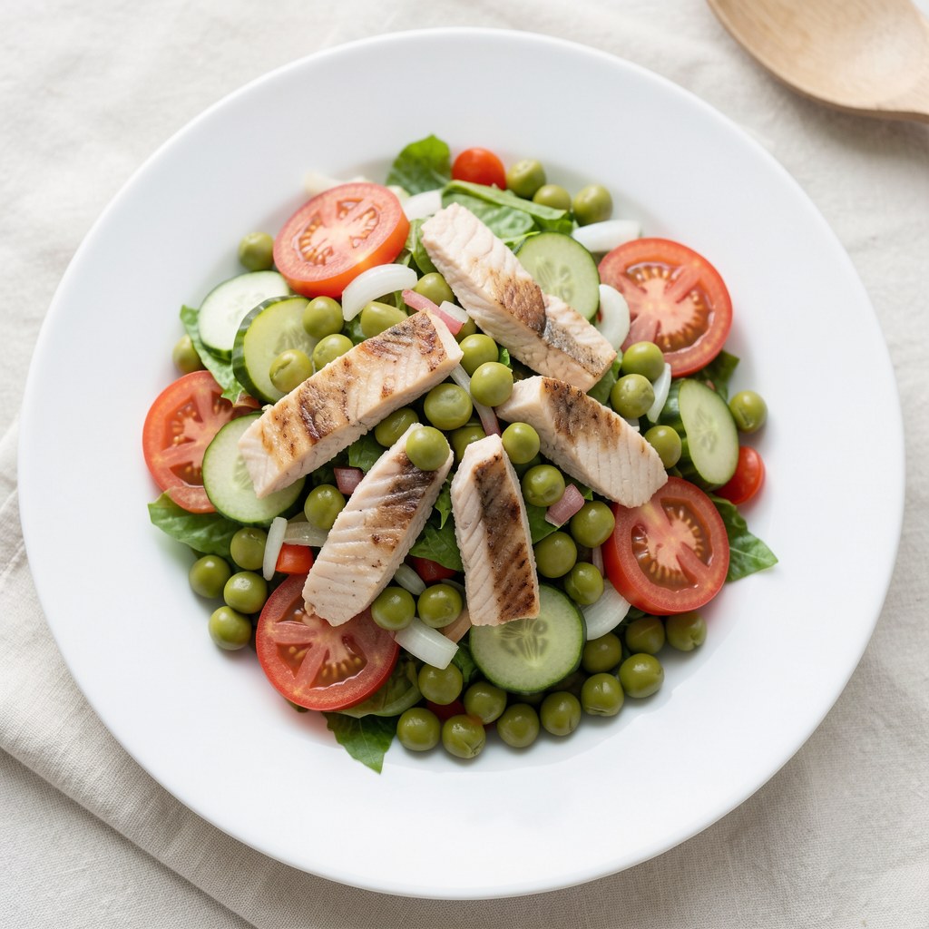 Sałatka z ryby wędzonej i fasolą