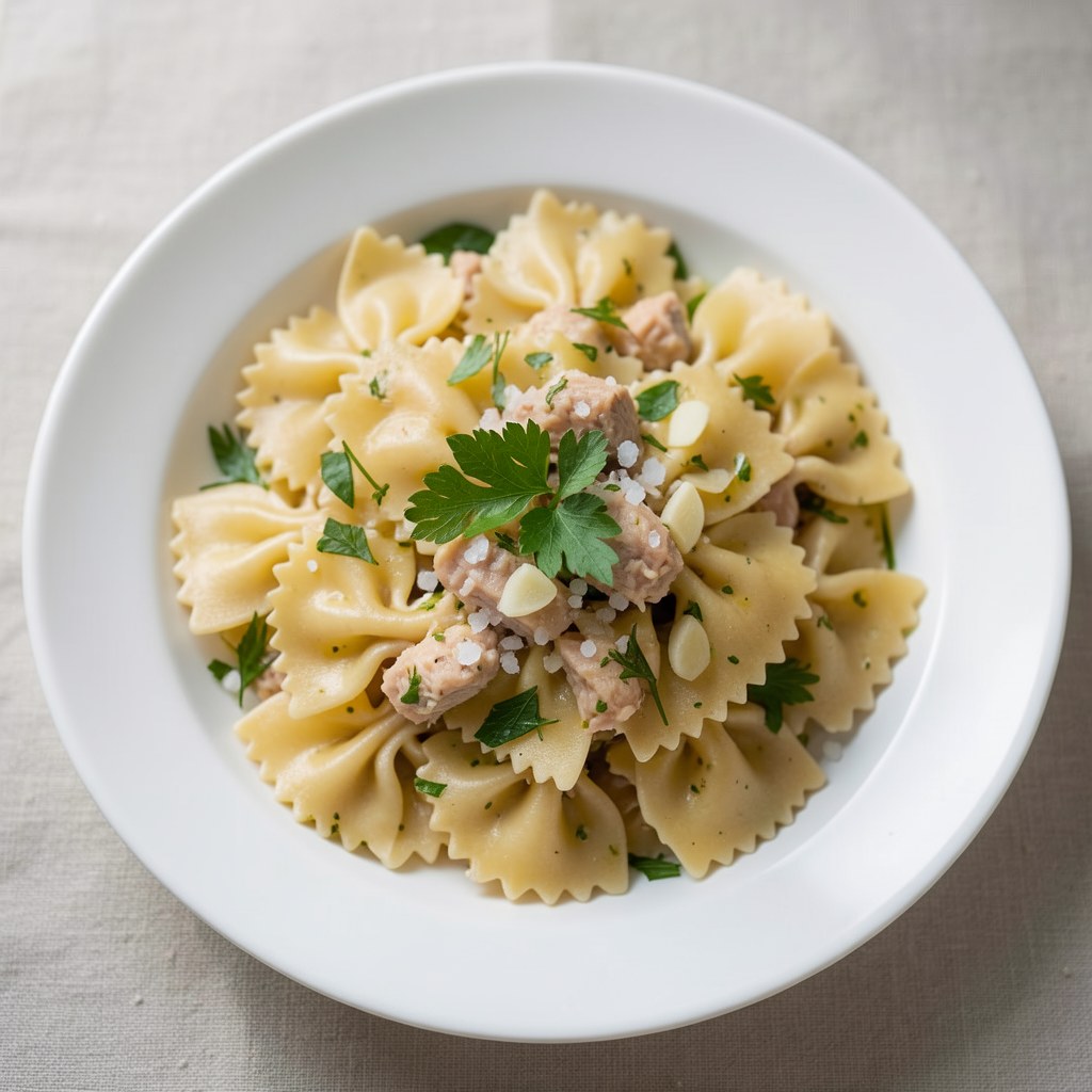 Makaron farfalle z tuńczykiem i pietruszką