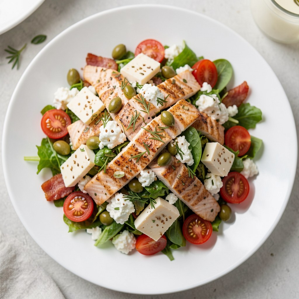 Sałatka z łososiem i serkiem wiejskim