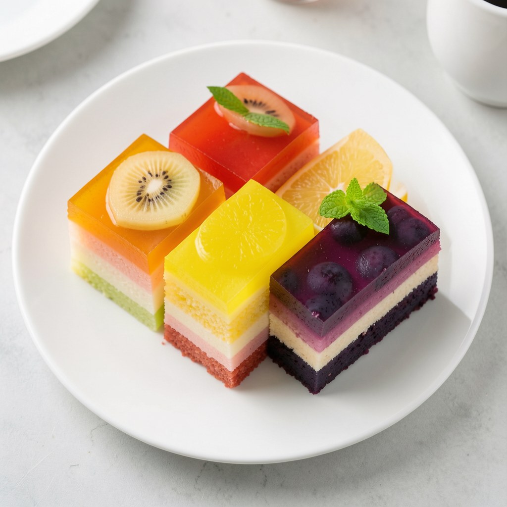 Tęczowe ciasto z galaretek