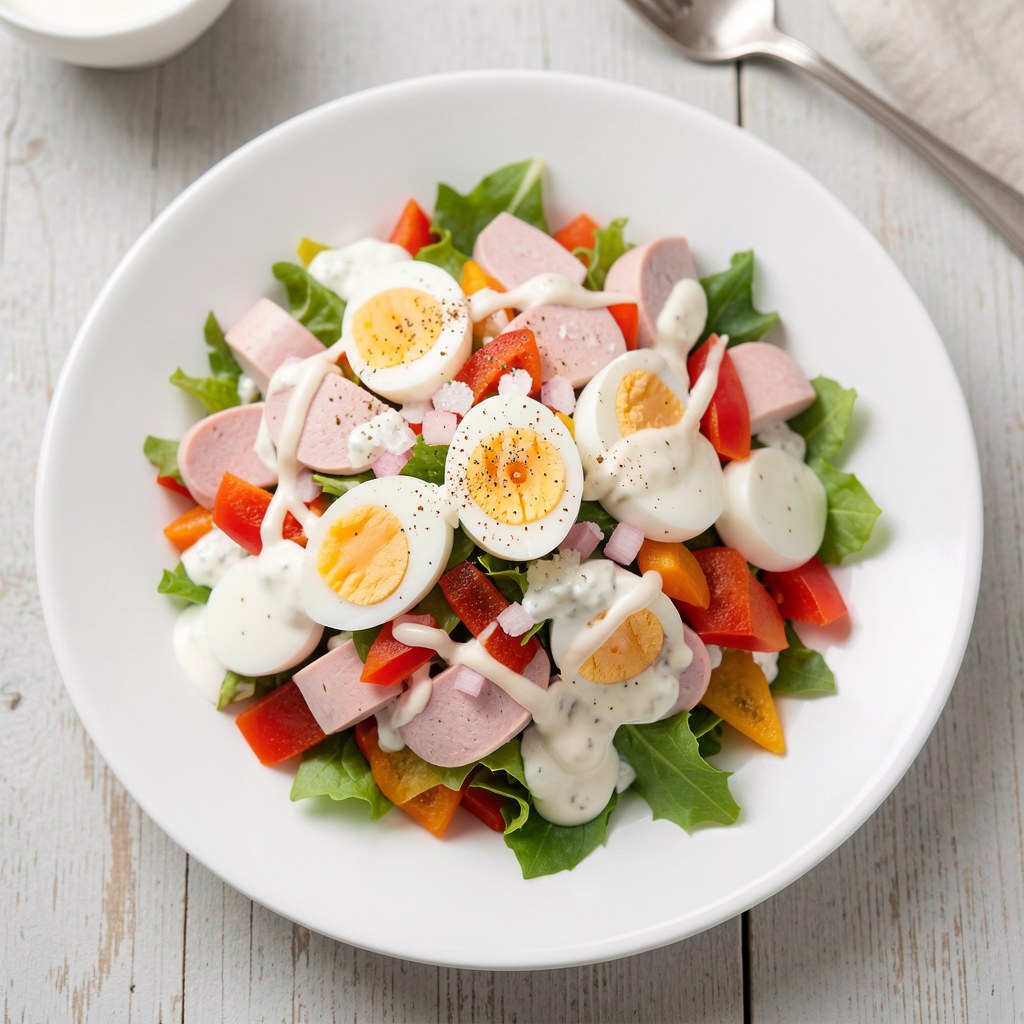 Sałatka z białą kiełbasą