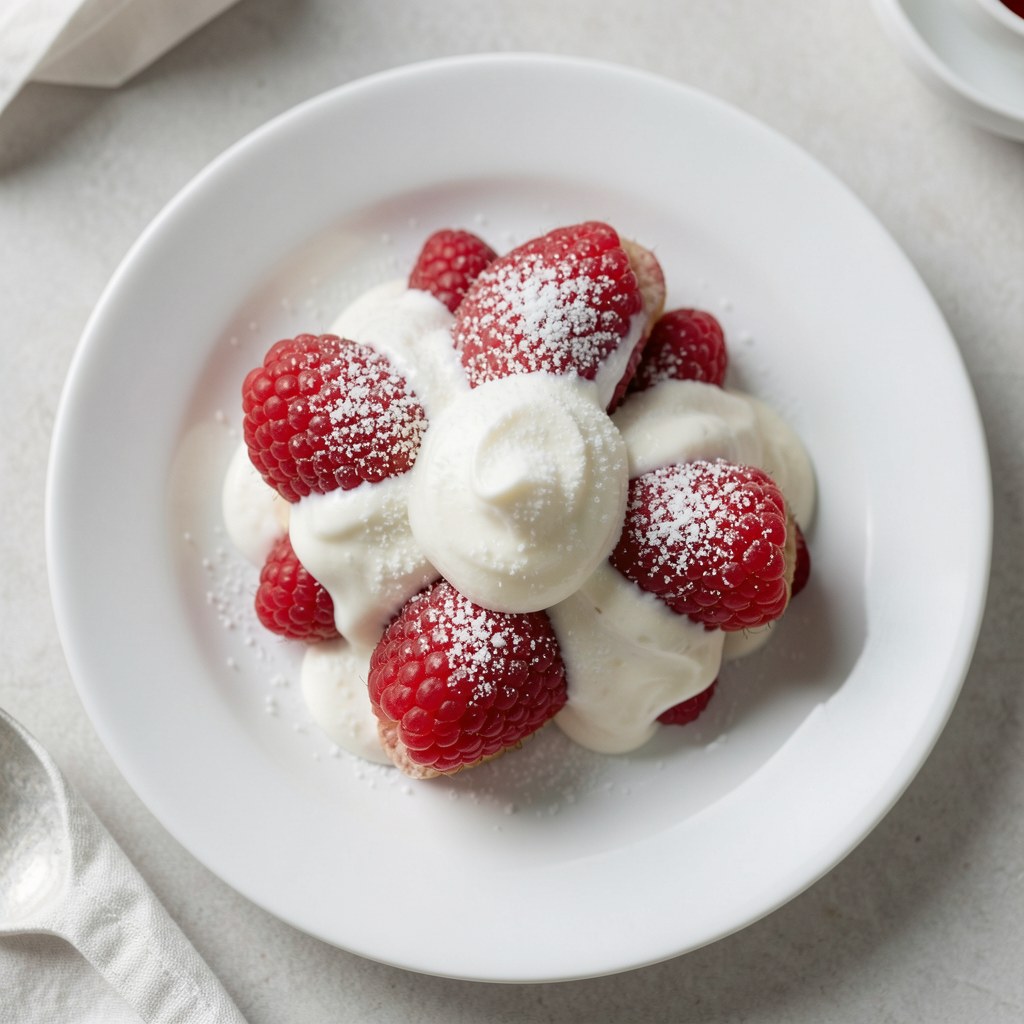 Truskawki z cukrem i śmietaną