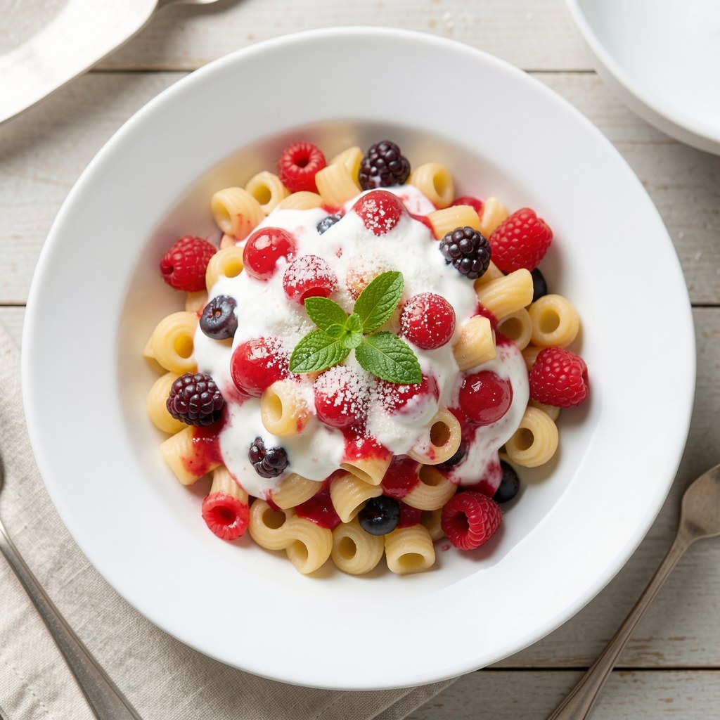 Makaron z truskawkami