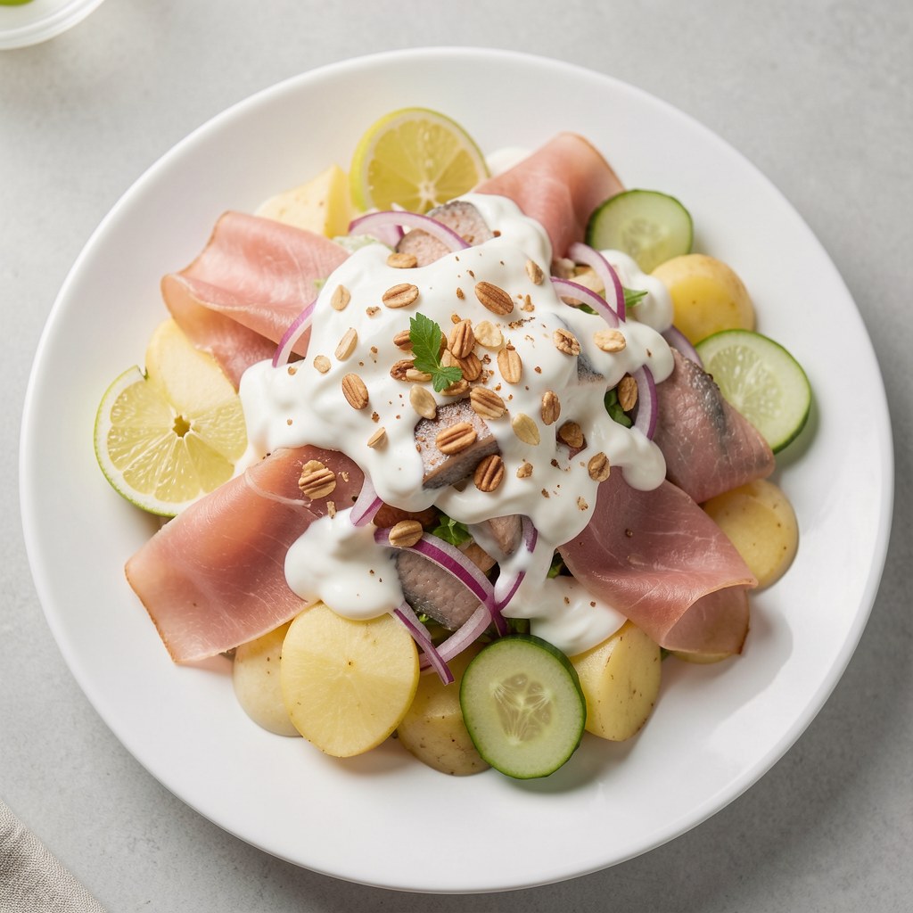 Sałatka z szynką i śledźiem