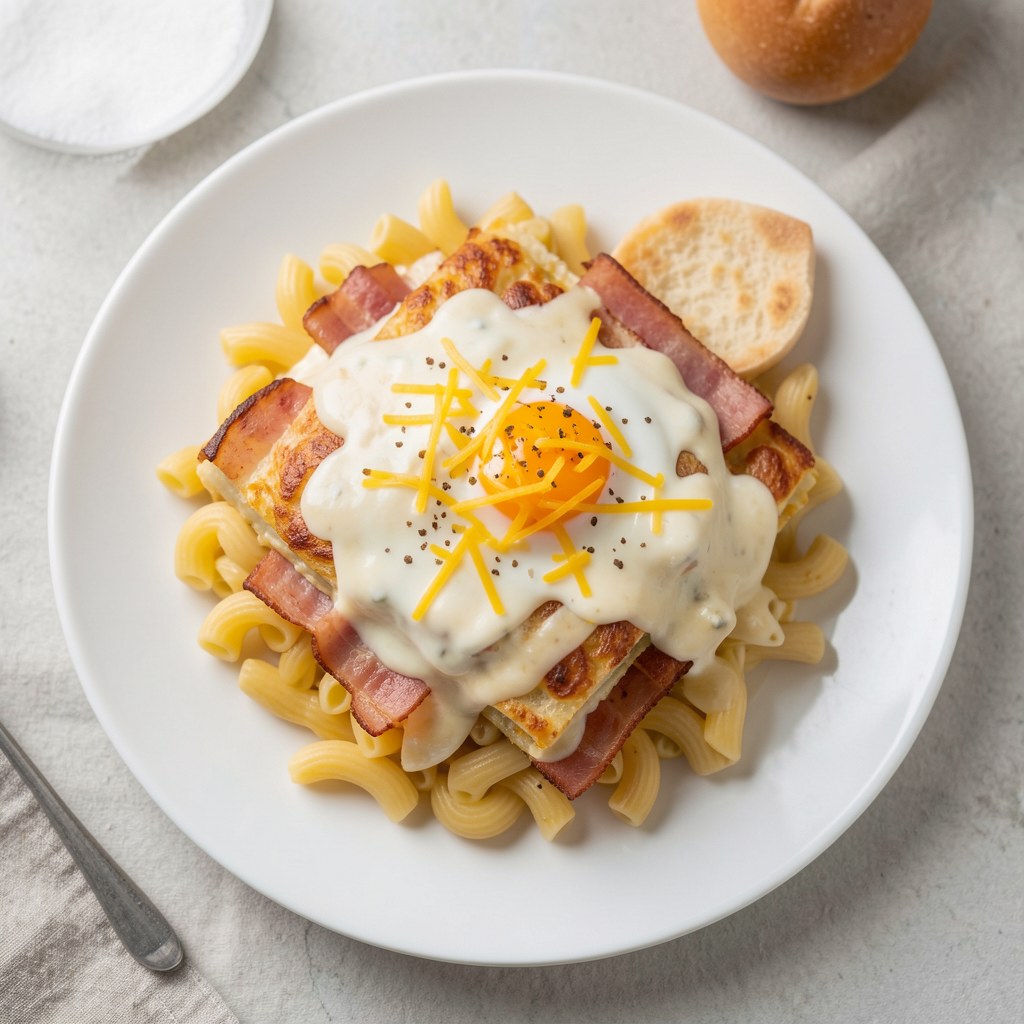 Szynka zapiekana z makaronem