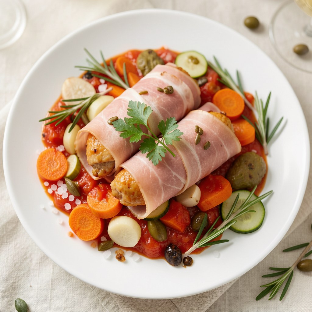 Kurczak zawijany w szynkę