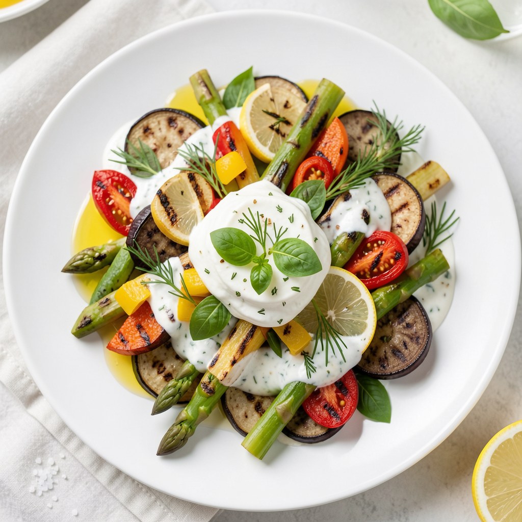 Warzywa z serkiem i bazylią