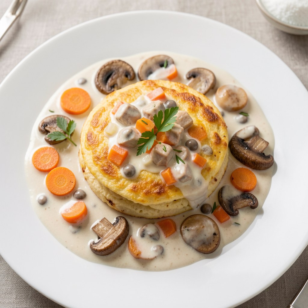 Placek z kurczakiem i pieczarkami