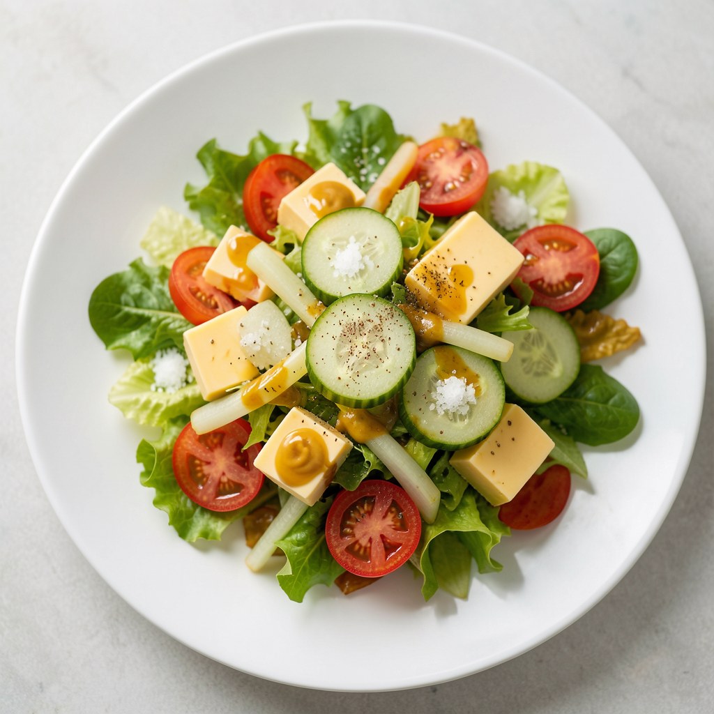 Sałatka z żółtego sera ze świeżym ogórkiem