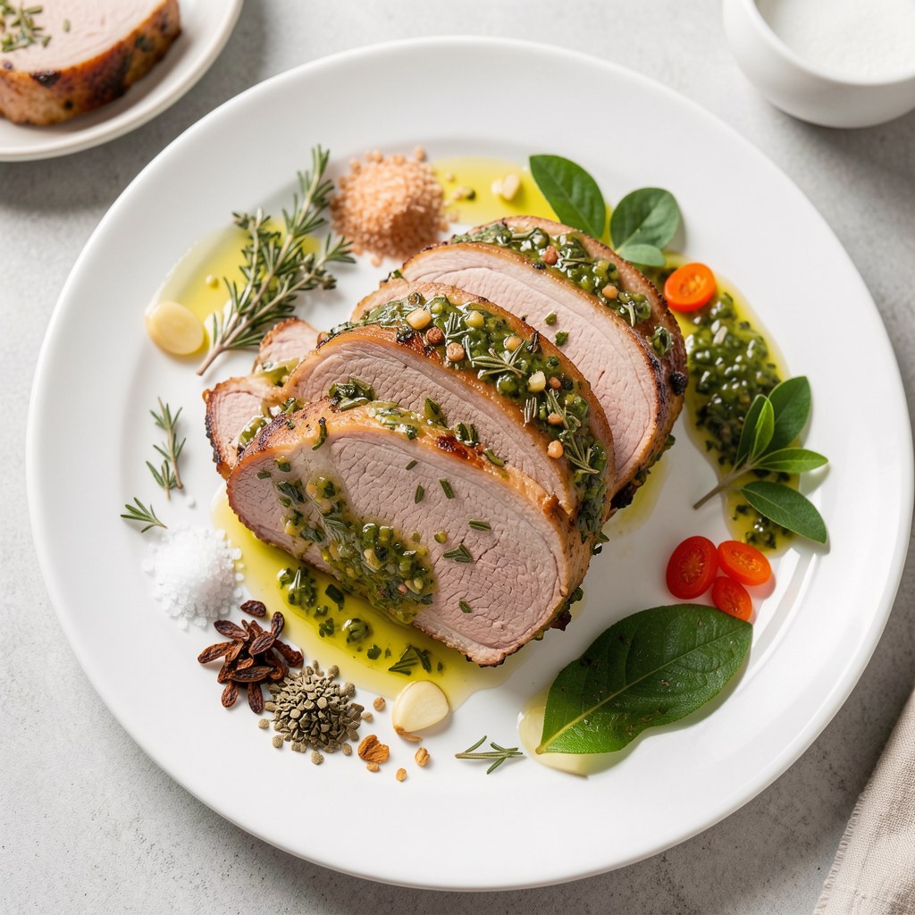 Czosnkowy schab w ziołach z rękawa