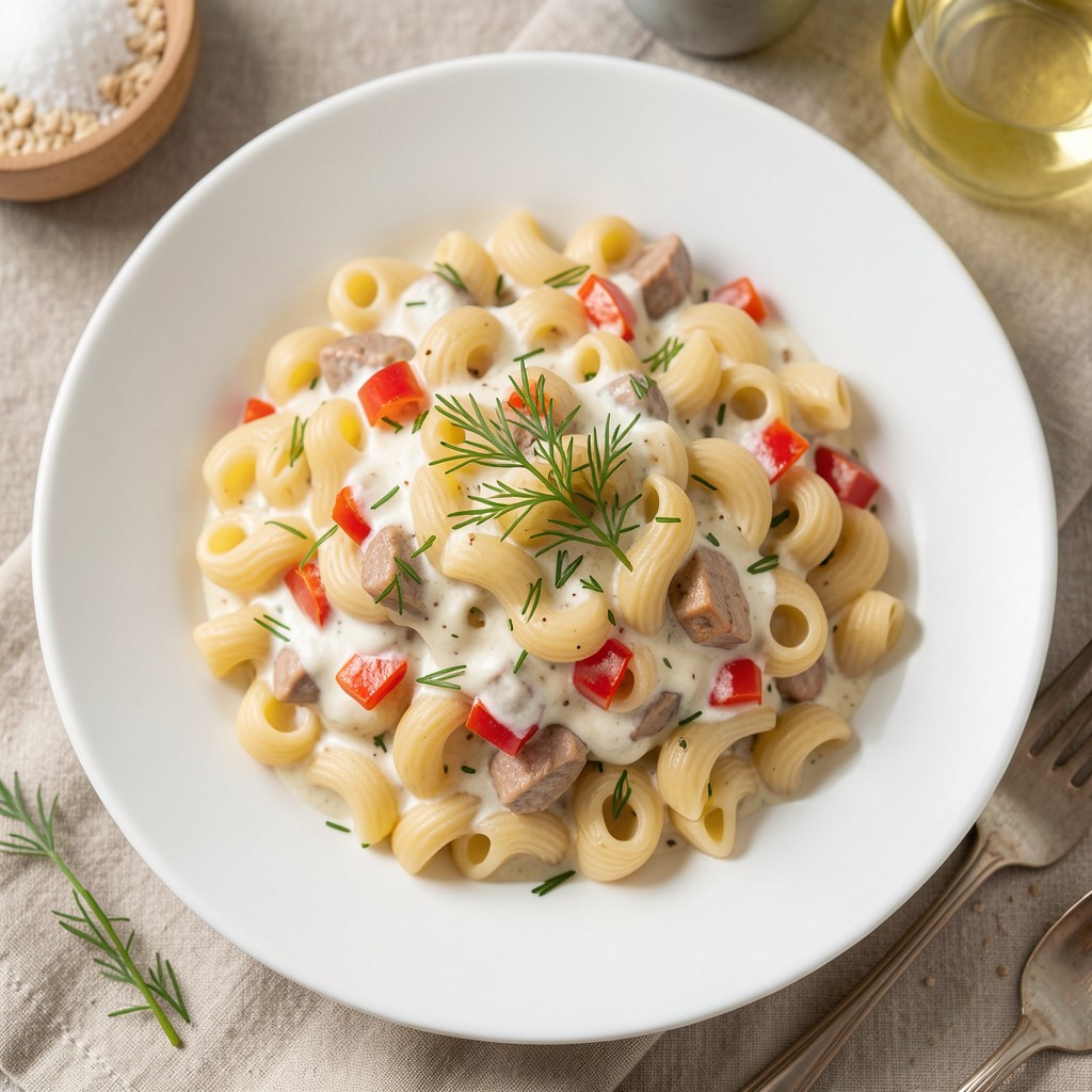 Świderki z cielęciną i papryką