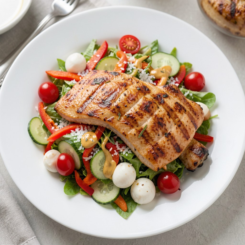 Chrupiąca sałatka z grillowanym kurczakiem