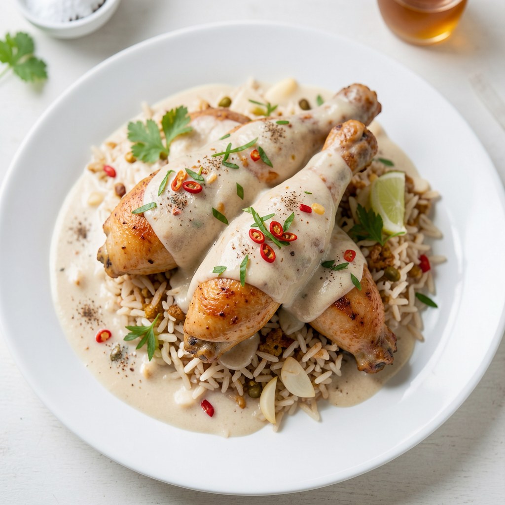 pałki kurczaka duszone w mleczku kokosowym