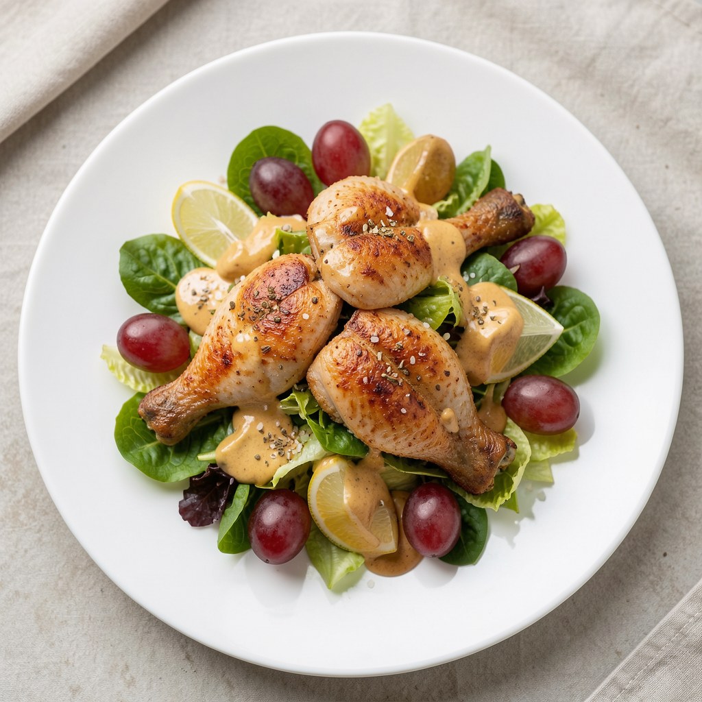 sałatka z wędzonym kurczakiem i winogronem