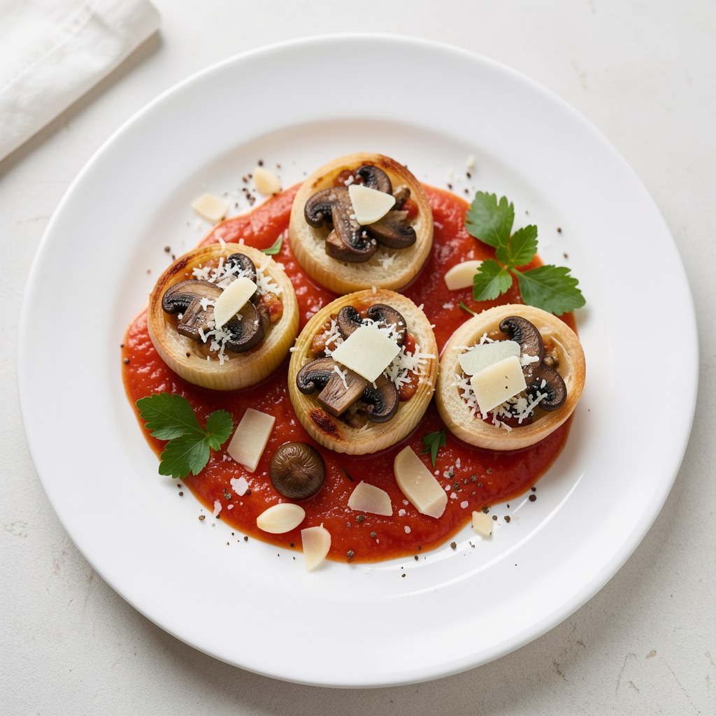 Cykoriowe łódeczki parmezanowo - pieczarkowe