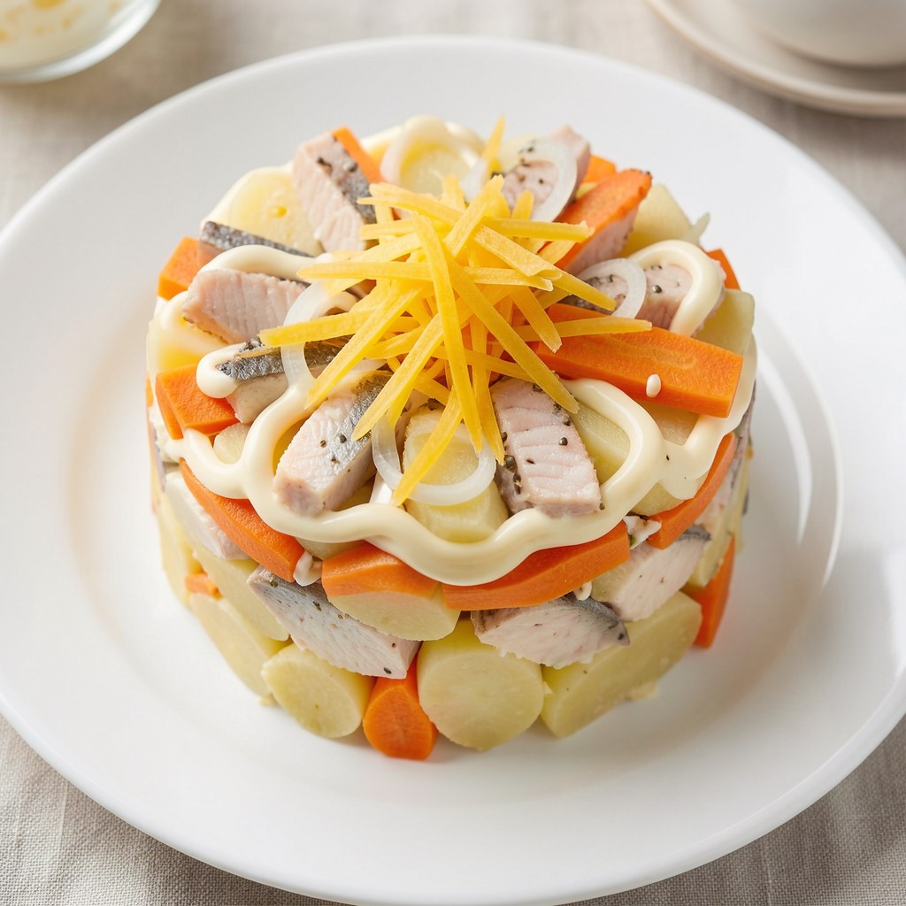 Warstwowa sałatka śledziowa