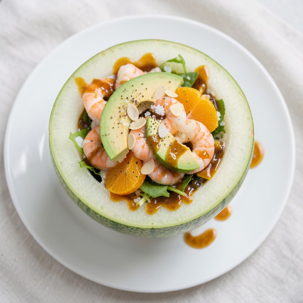 sałatka z krewetkami w melonie