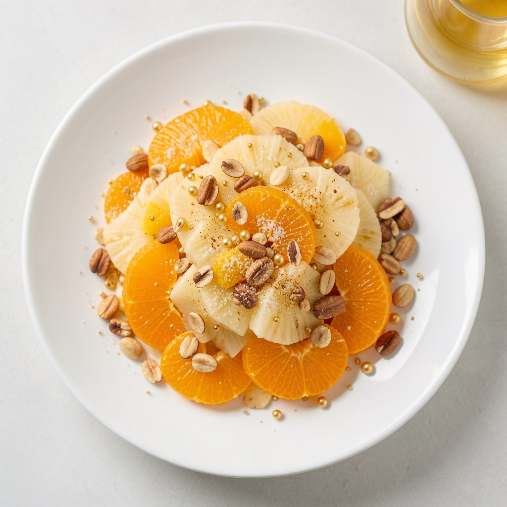 Rumowa sałatka orzechowa z ananasem i pomarańczą