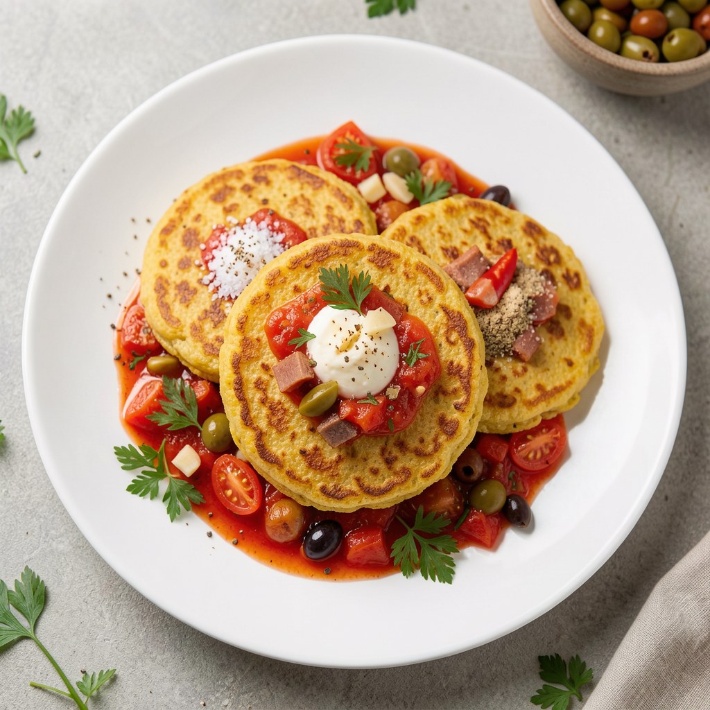 Placuszki z kukurydzy z sosem pomidorowym