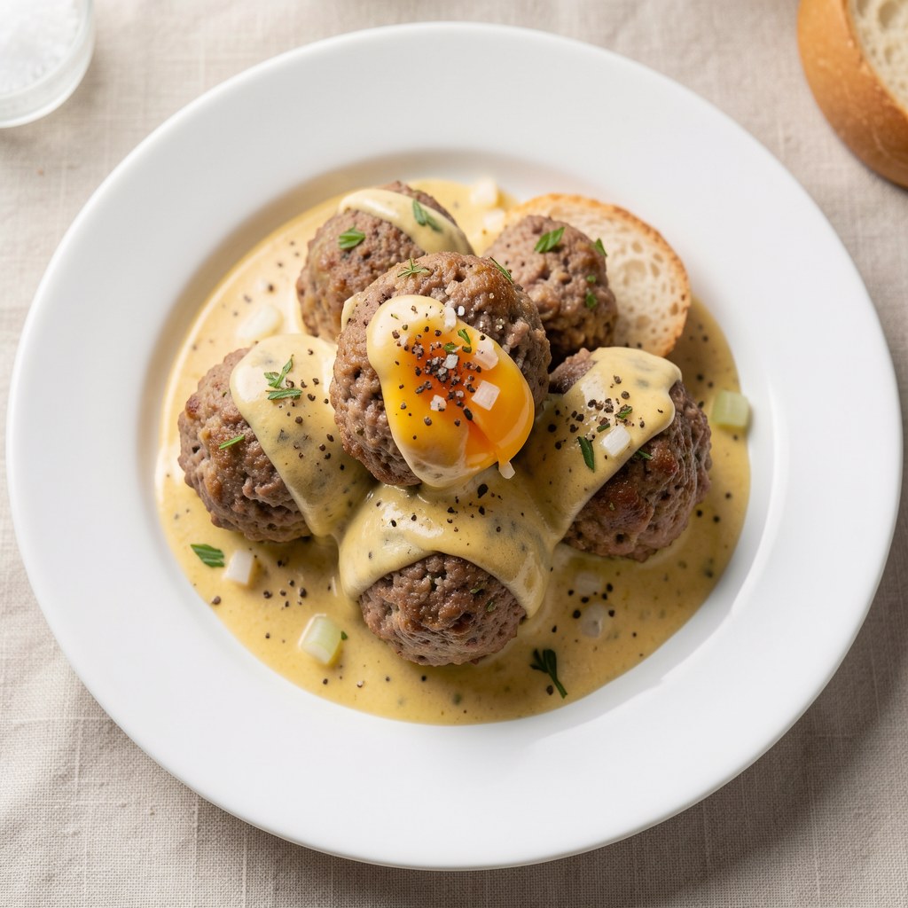 Köttbullar z sosem musztardowym