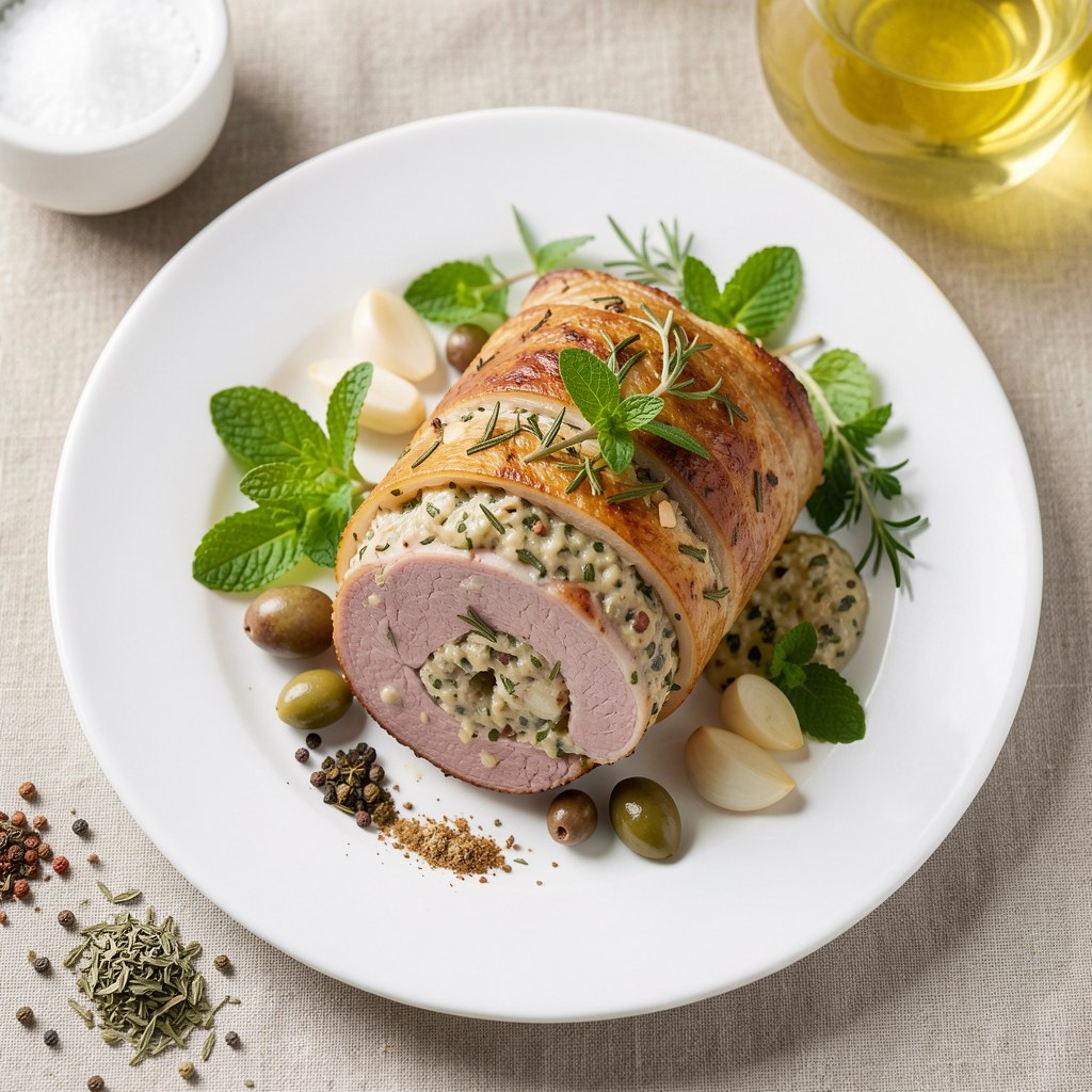 Boczek rolowany z czosnkiem i ziołami