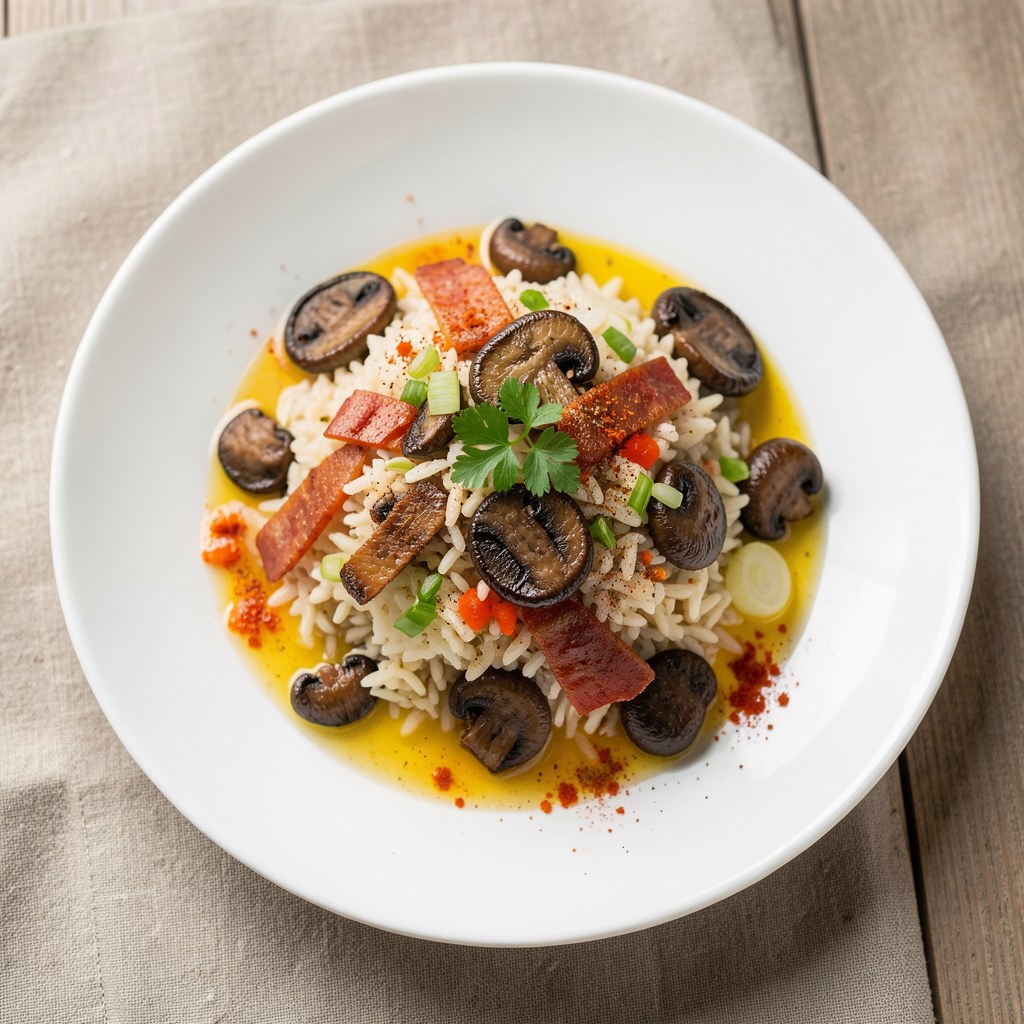 Wariacje na temat ryżu z pieczarkami I