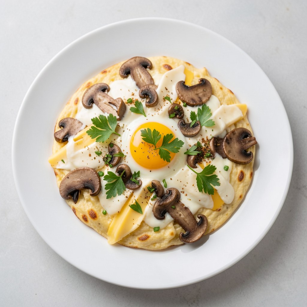 Jajecznica z boczniakami