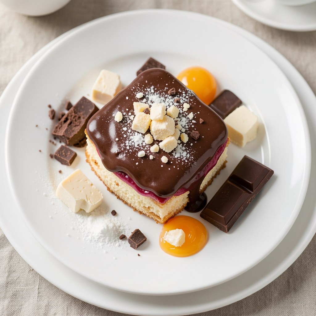 Kruchy placek z ganache czekoladowym